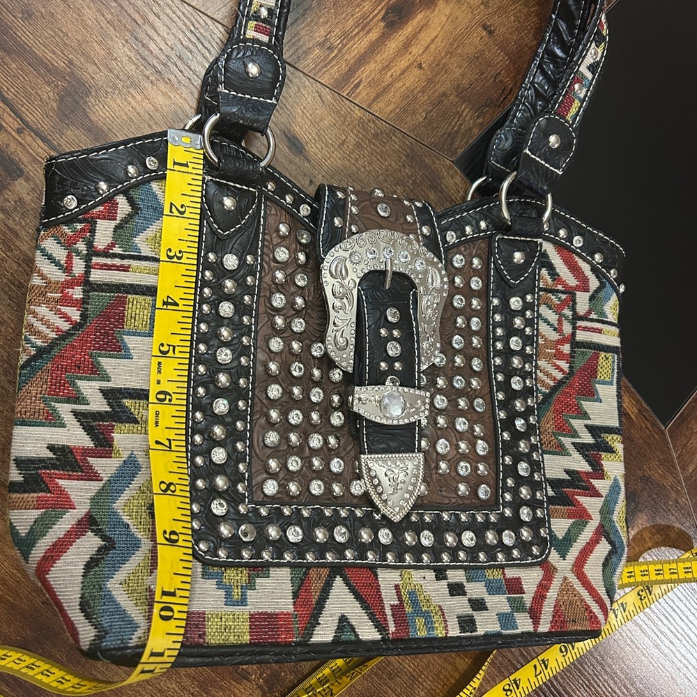 Studded Black And Multicolor Patterned Women's Ca… - image 1